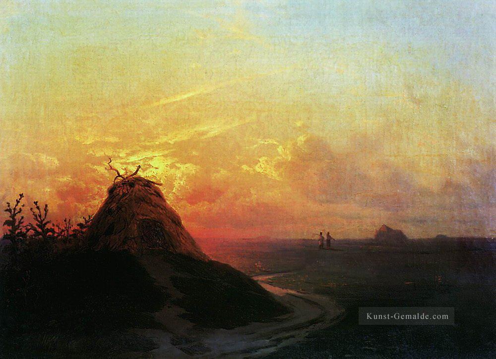 Feld Sonnenuntergang 1861 Verspielt Ivan Aiwasowski russisch Ölgemälde